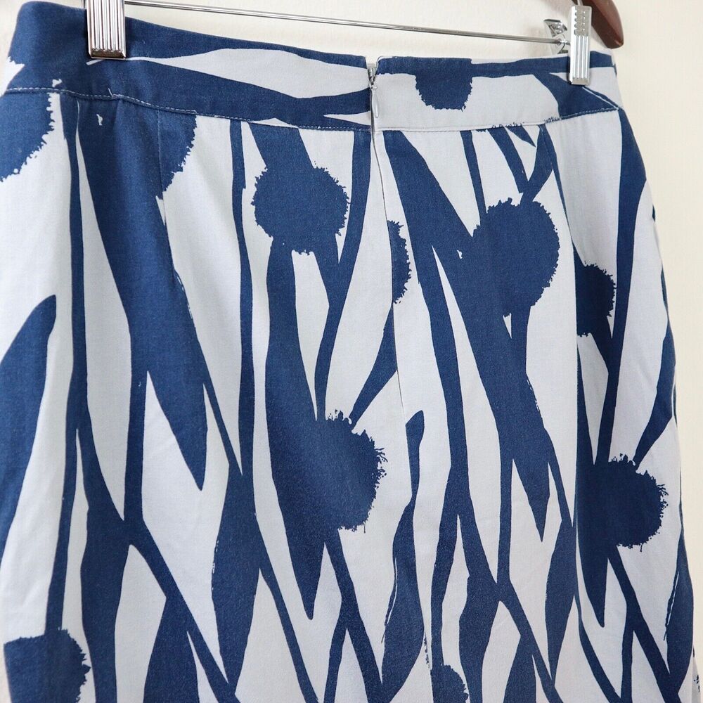Boden Cotton Sateen Pencil Skirt Dandelion Print Blue Gray Altered* - Picture 4 of 9